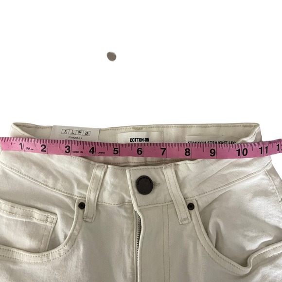 New Cotton On Stretch Straight Leg White Jeans Denim Size 2 - Picture 4 of 12
